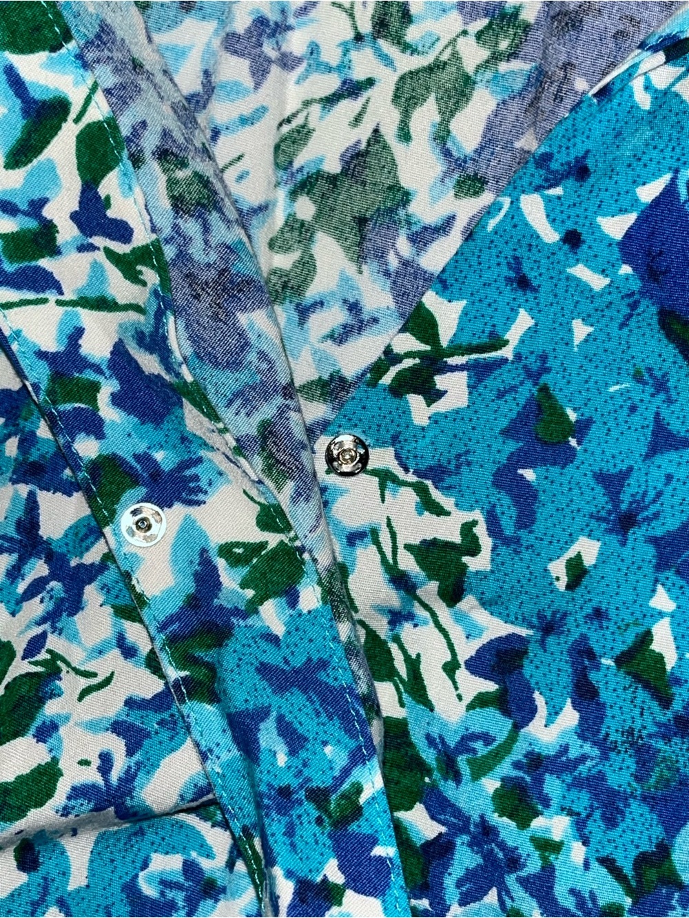 Talbots Sleeveless Faux Wrap Blouse Blue Green Floral Surplice Top Size 12 - Picture 9 of 11